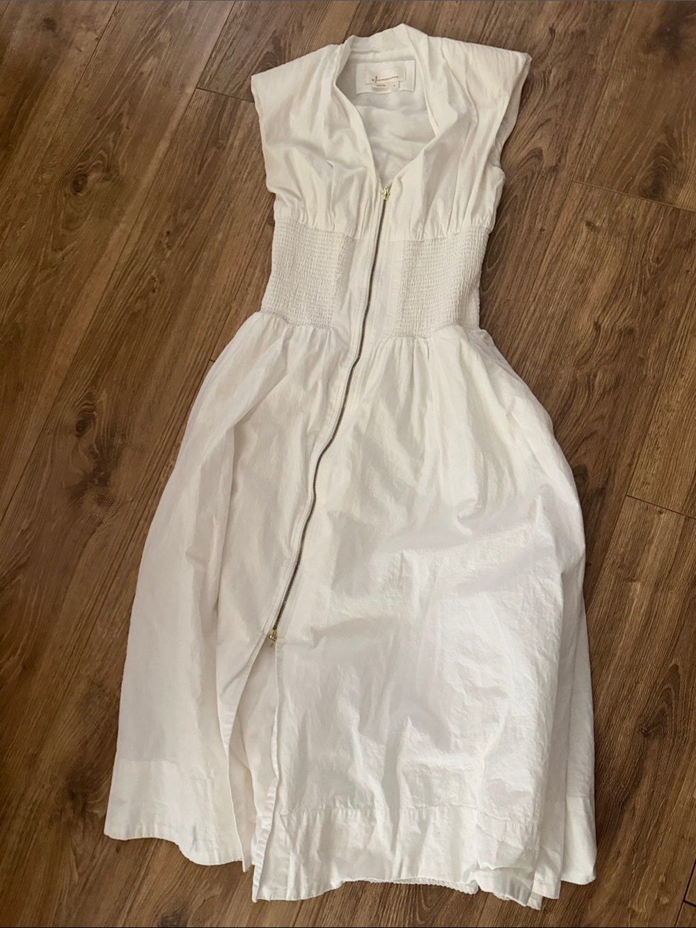 Anthropologie White Maxi Dress with Front Zip size small